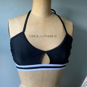 Aerie Cutout Bikini Top Cross Back Large Black